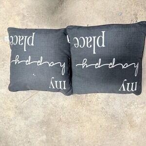 Outdoor Throw Pillow Dog Print‎ Black White My Happy Place 16x16
